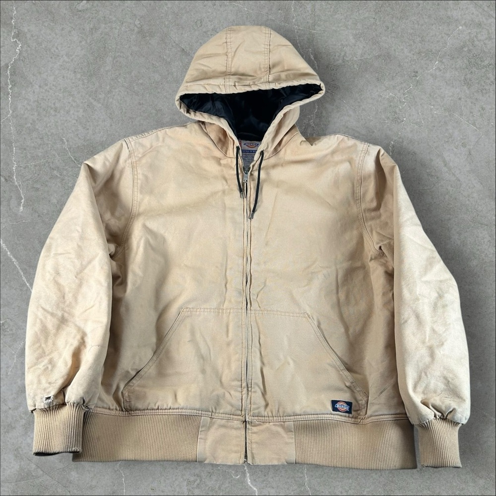 Dickies Jacket Mens XXL Tan Hooded‎ Workwear Canvas Carhartt Active Outdoor VTG